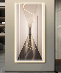 Gold Frame Entrance Panel in All Its Details Using Smart Lighting